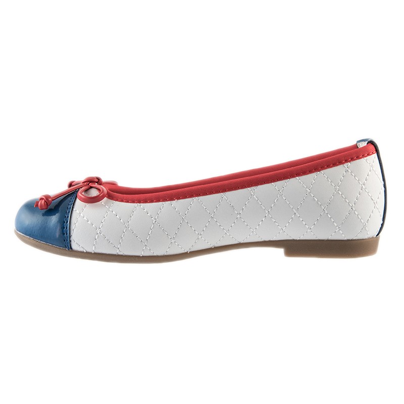 Crocodilino Μπαλαρινα Κοριτσι 22736035020 - ΛΕΥΚΟ Μπαλαρίνες CROCODILINO για κορίτσι, σε λευκό-μπλε, με κόκκινες λεπτομέρειες και φιογκάκι.