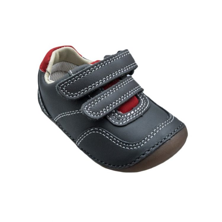 Clarks Χαμηλό Αγόρι Tiny Dusk T Grey Leather 26147004 - ΓΚΡΙ-ΚΟΚΚΙΝΟ