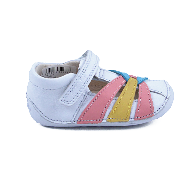 Clarks Μπαρέτα Κορίτσι Tiny Mae T 26150376 - ΛΕΥΚΟ-MULTI Μπαρέτα Κορίτσι Tiny Mae T