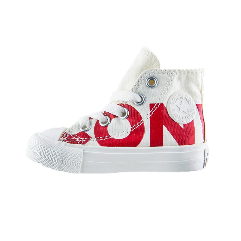 All Star Πανινο Μποτακι Unisex Chuck Taylor Hi 759532C - ΕΚΡΟΥ-ΚΟΚΚΙΝΟ ALL STAR ΠΑΝΙΝΟ ΜΠΟΤΑΚΙ UNISEX CHUCK TAYLOR HI
