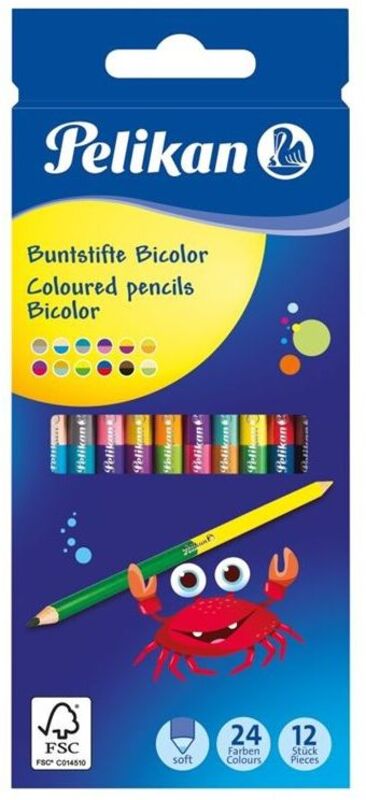 Pelikan Ξυλομπογιές Bicolor BSD 24 Χρώματα-12Τμχ
