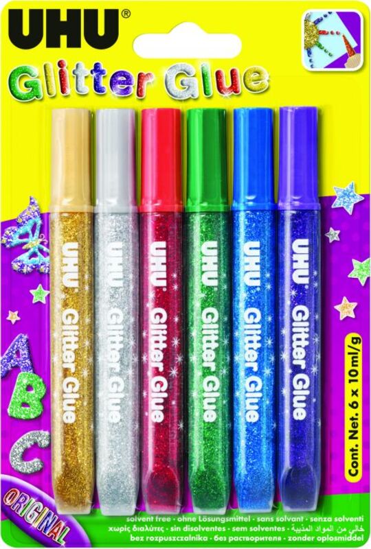 UHU Glitter Glue 6x10ml