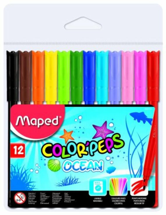 Maped Μαρκαδόροι Color'Peps Ocean Πλαστική Θήκη-12Τμχ
