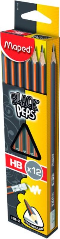 Maped Μολύβι Black Peps Με Γόμα ΗΒ 12Τμχ
