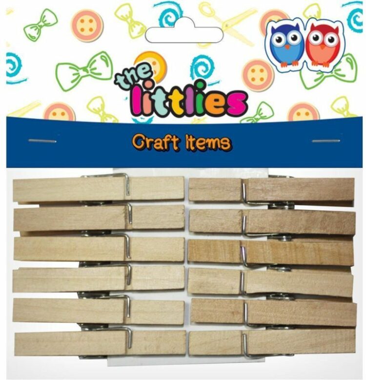 The Littlies Μανταλάκια Ξύλινα 48mm 12Τμχ