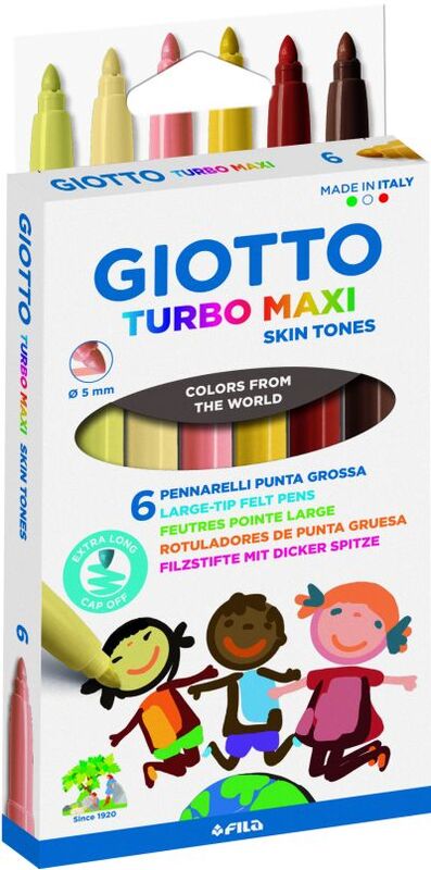 Giotto Μαρκαδόροι Χοντροί Turbo Maxi Skin Tones 6Τμχ