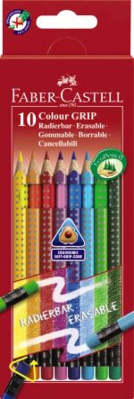 Faber Castell Ξυλομπογιές Grip Erasable-10 Χρώματα