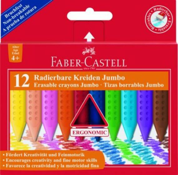 Faber Castell Κηρομπογιές Grip Erasable 12Τμχ