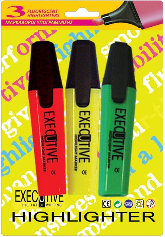 Μαρκαδόροι Υπογράμμισης-3Τμχ Μαρκαδόροι Υπογράμμισης-3Τμχ