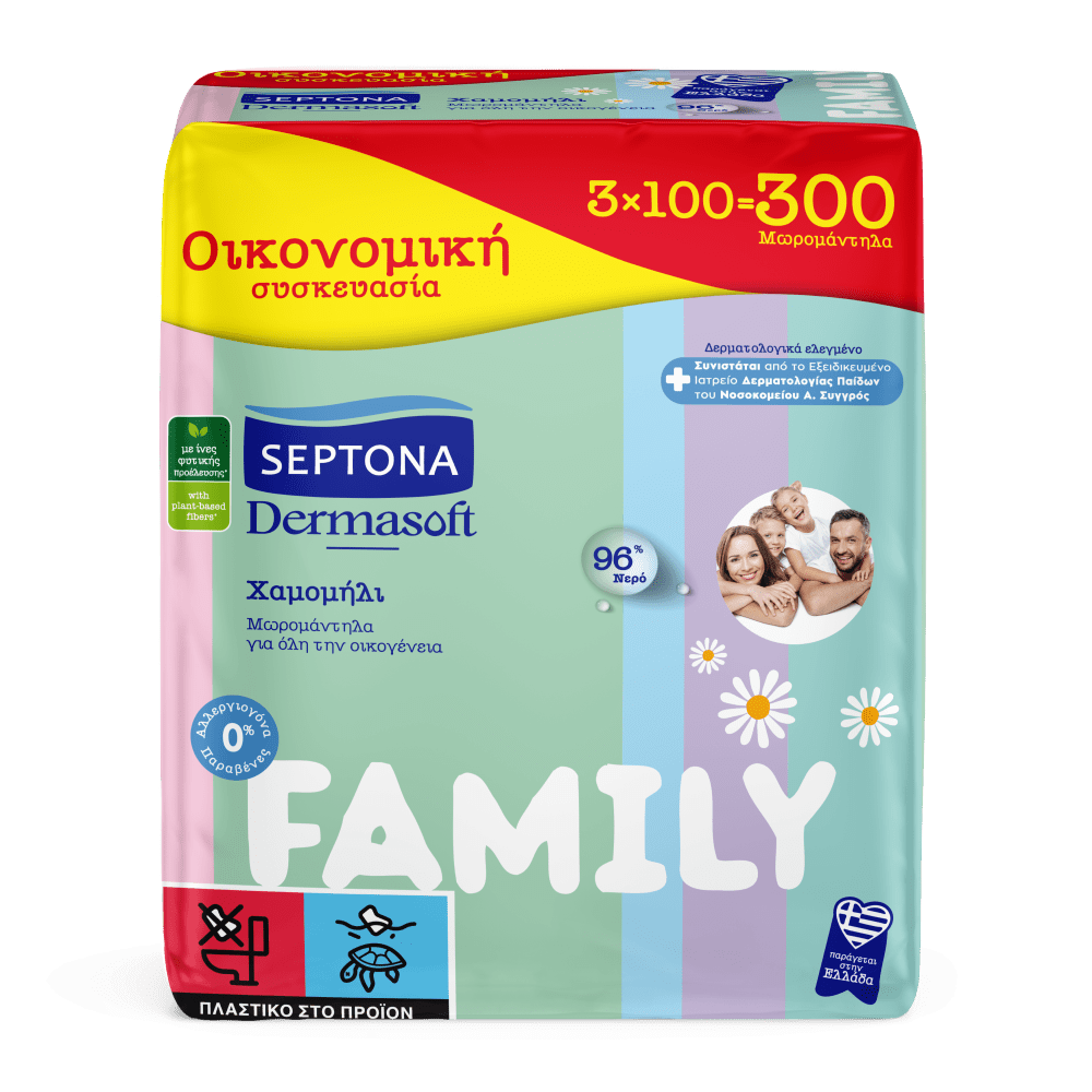 Septona Μωρομάντηλα Dermasoft Family 3x100τμχ Septona Μωρομάντηλα Dermasoft Family 3x100τμχ
