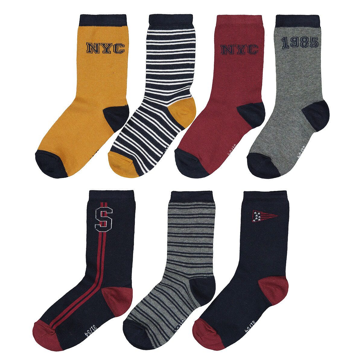 Σετ 7 ζευγάρια κάλτσες με μοτίβο New York Διαφορα Χρωματα