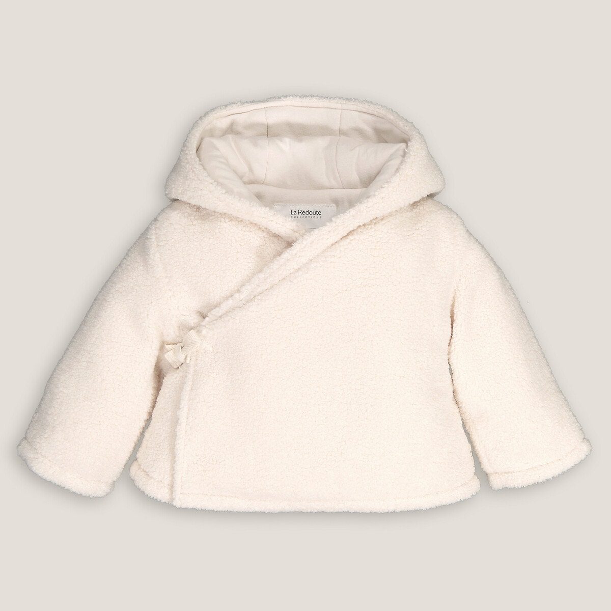 Ζεστό παλτό με κουκούλα από συνθετική γούνα Μπεζ