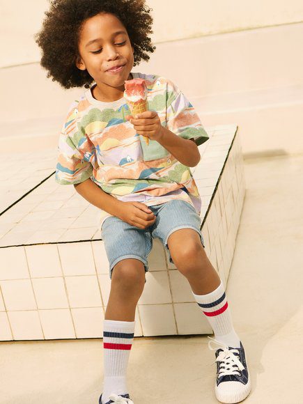 Παιδικη Πολυχρωμη Κοντομανικη Μπλουζα Για Αγορια - Γκρι