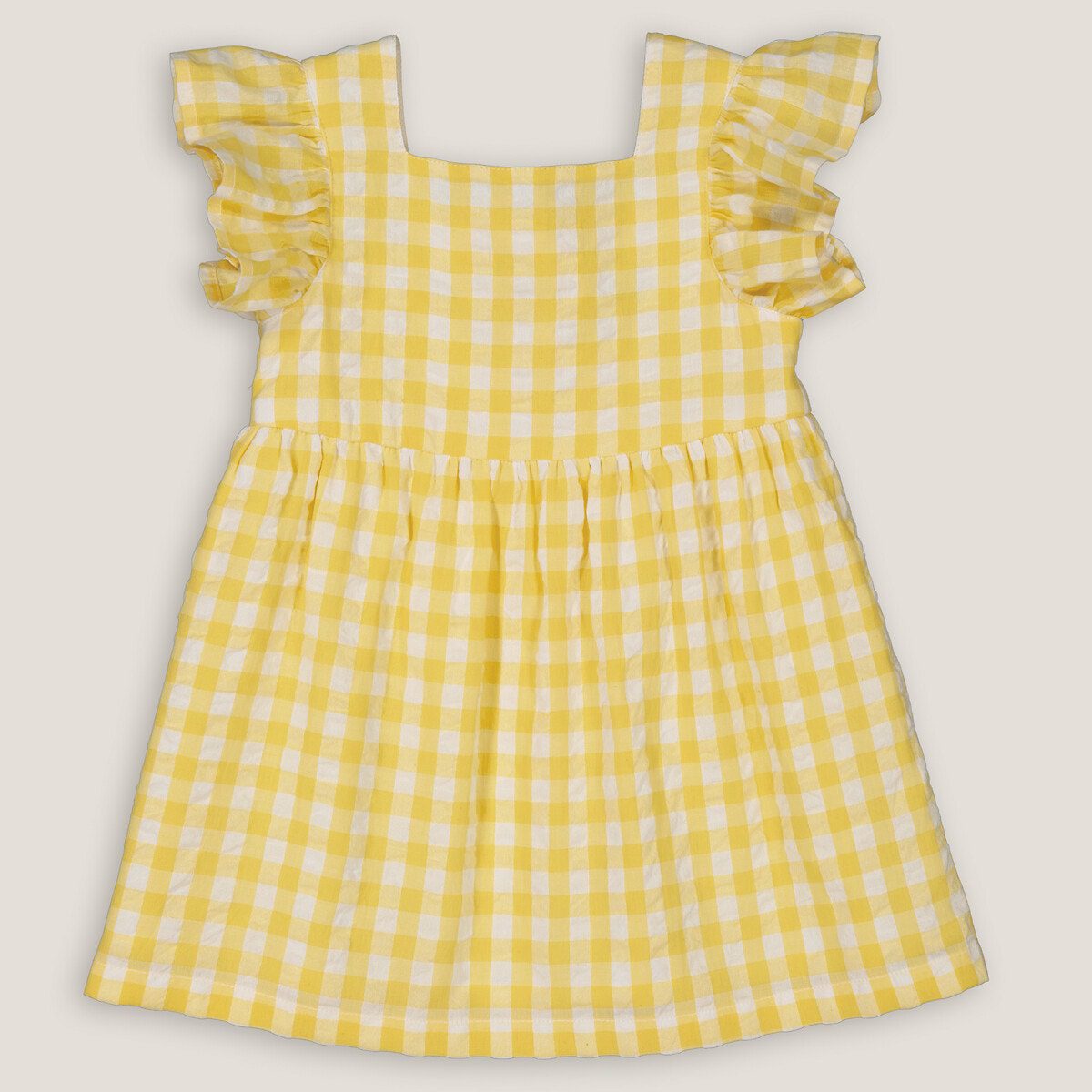Καρό φόρεμα για ειδικές περιστάσεις Κιτρινο