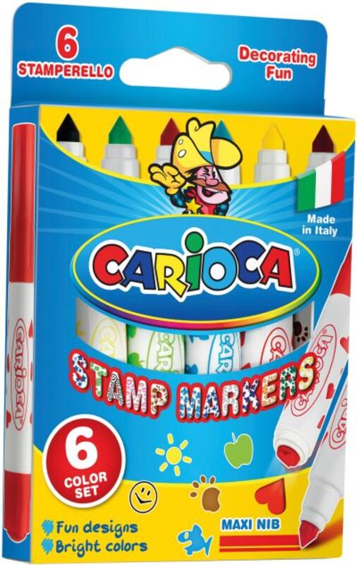 Carioca 6 Μαρκαδόροι Jumbo & Σφραγίδα