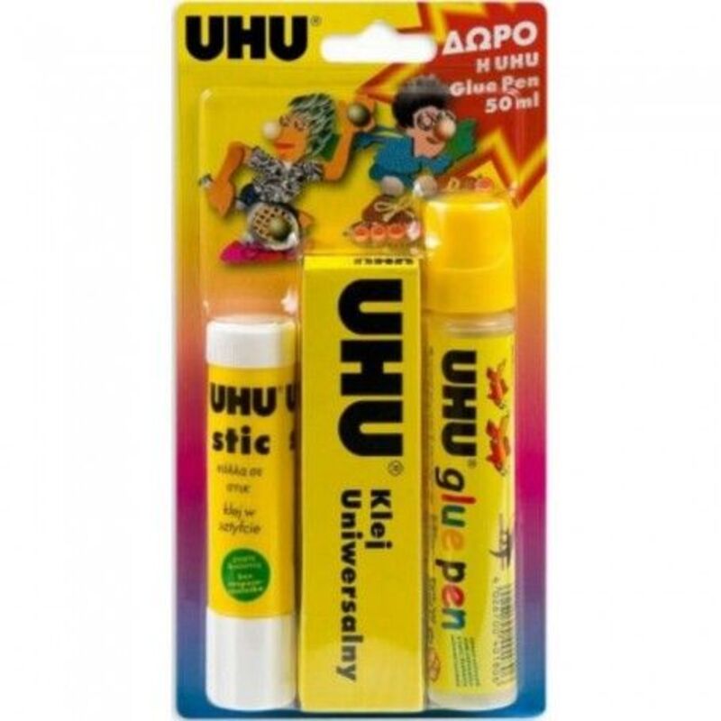 UHU Κόλλα Stic 21gr+AP 35ml+Glue Pen 50ml