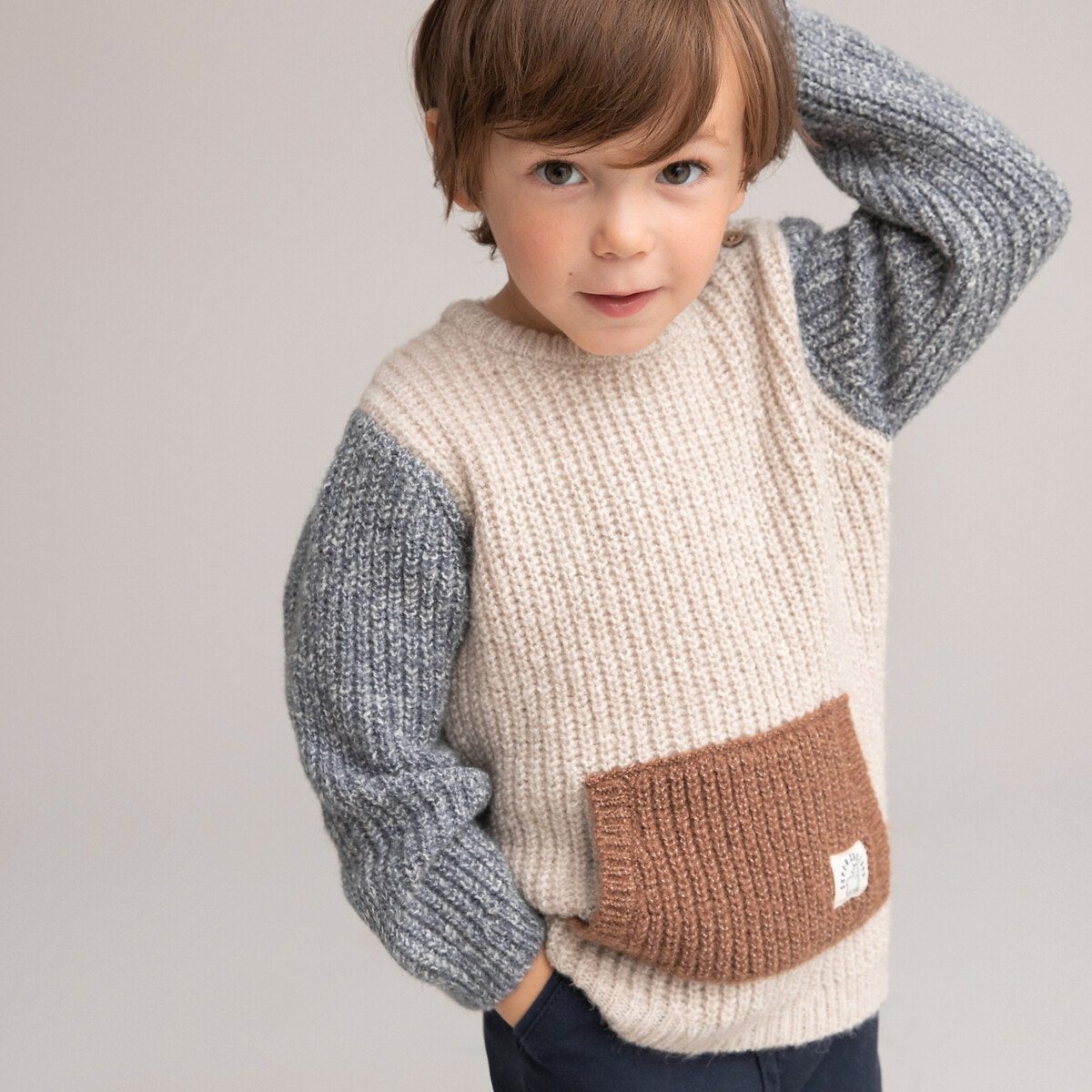 Πλεκτό με στρογγυλή λαιμόκοψη και χοντρή πλέξη Μπεζ Πλεκτό με στρογγυλή λαιμόκοψη και χοντρή πλέξη Μπεζ