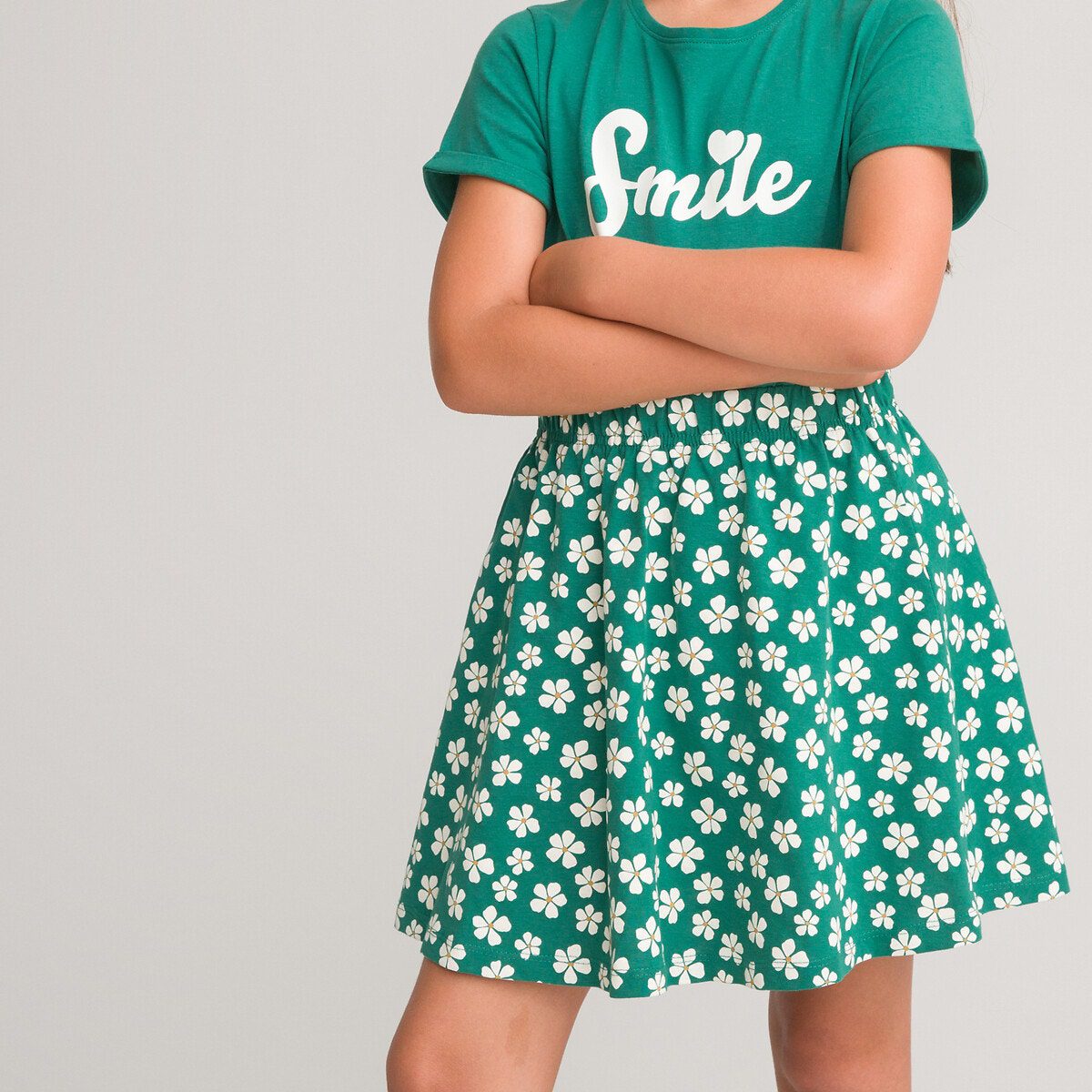 Εμπριμέ φούστα με φλοράλ μοτίβο Πρασινο