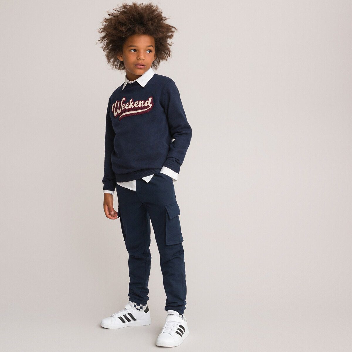 Παντελόνι φόρμας από φανέλα με τσέπες στα μπατζάκια Μπλε Παντελόνι φόρμας από φανέλα με τσέπες στα μπατζάκια Μπλε