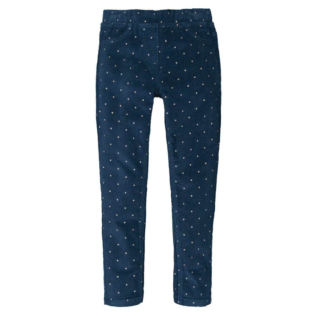 Εμπριμέ παντελόνι με μοτίβο αστέρια από βελούδο Μπλε