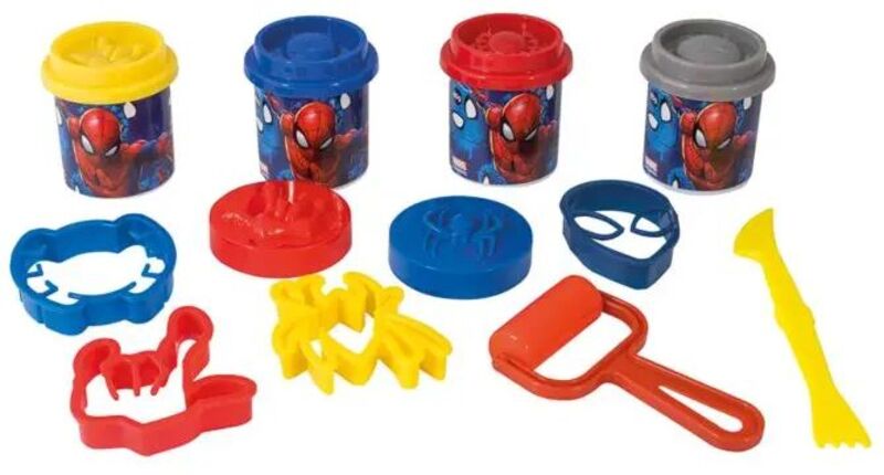 Spiderman Κουβαδάκι Με 4 Βαζάκια Πλαστελίνης Και 8 Εργαλεία