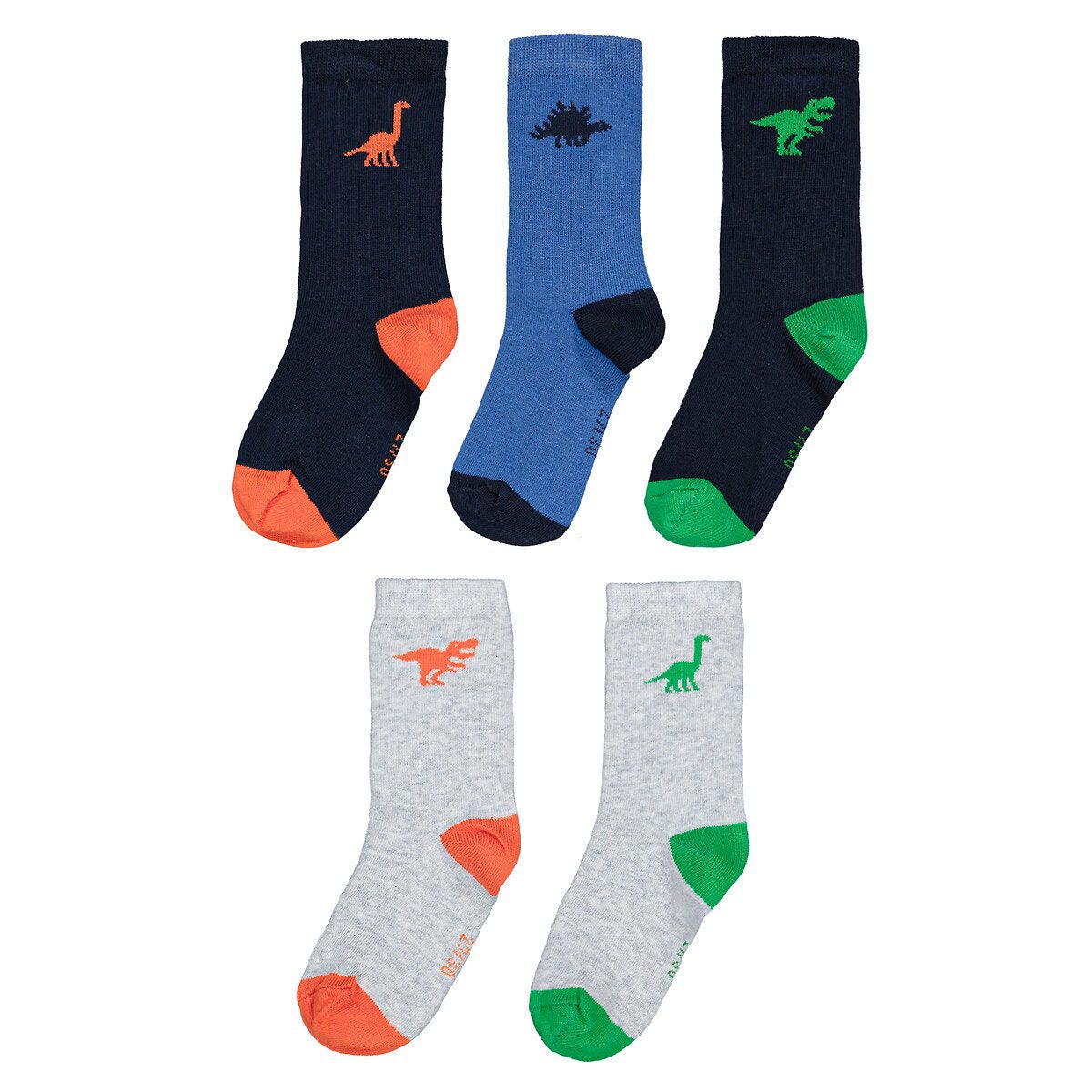 Σετ 5 ζευγάρια κάλτσες με μοτίβο δεινόσαυρο Μπλε