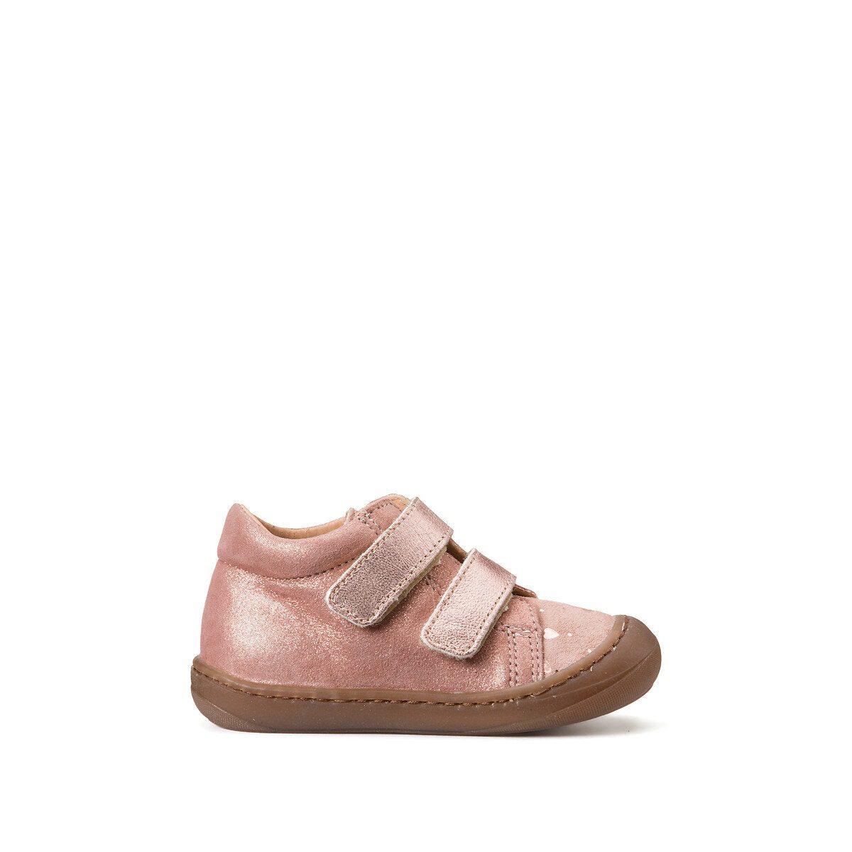 Δερμάτινα μαλακά βρεφικά παπούτσια με βέλκρο Ροζ