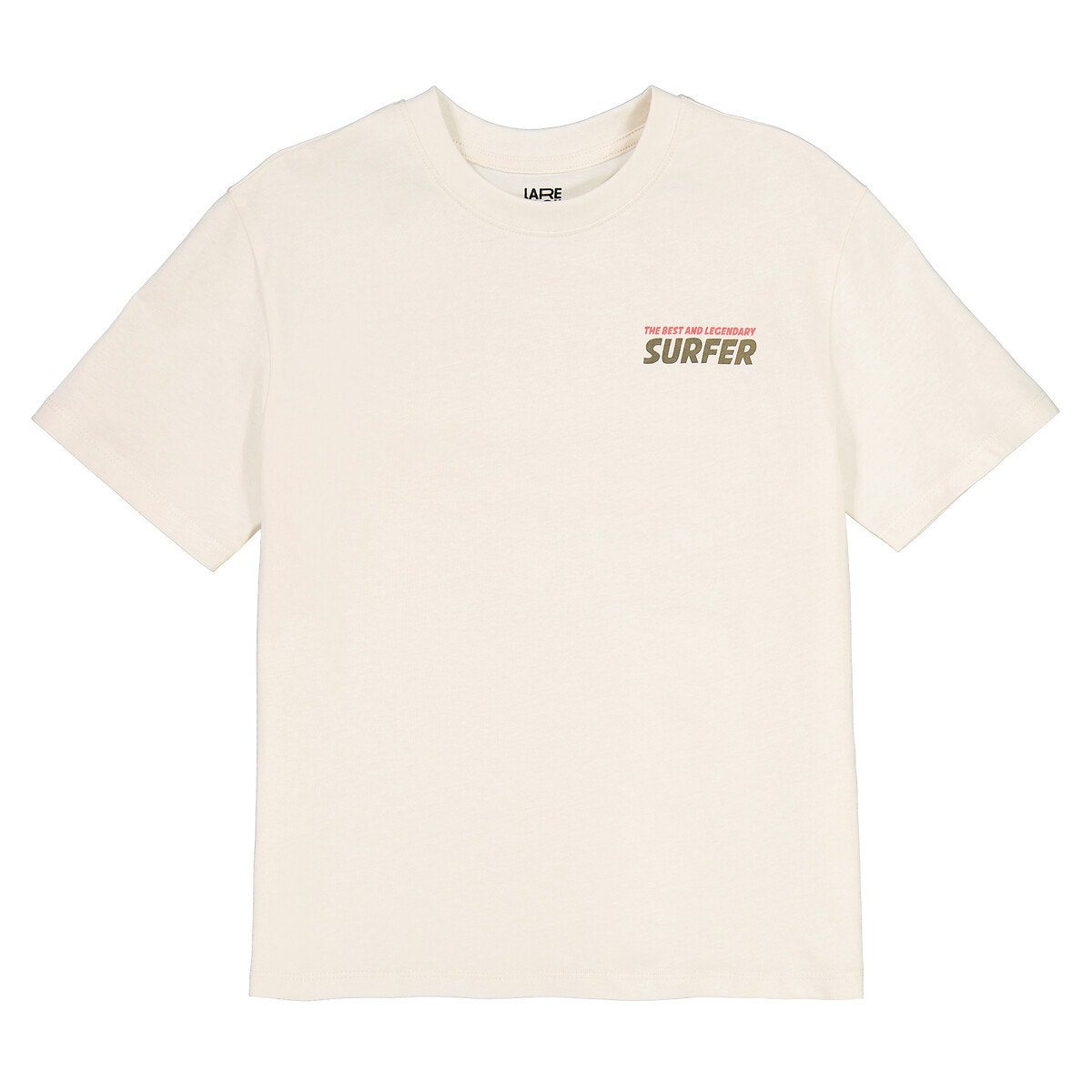 Κοντομάνικο T-shirt oversize με στάμπα στην πλάτη Μπεζ