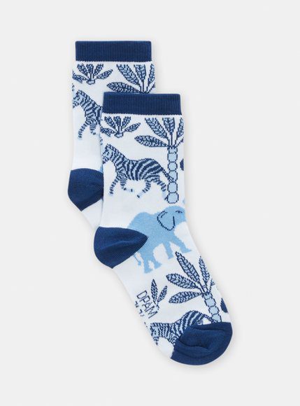 Παιδικές Κάλτσες Για Αγόρια Λευκές/Μπλε Zebra - Λευκο