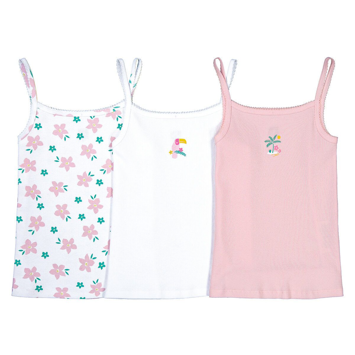 Σετ 3 φανελάκια με λεπτές τιράντες Λευκο Σετ 3 φανελάκια με λεπτές τιράντες Λευκο