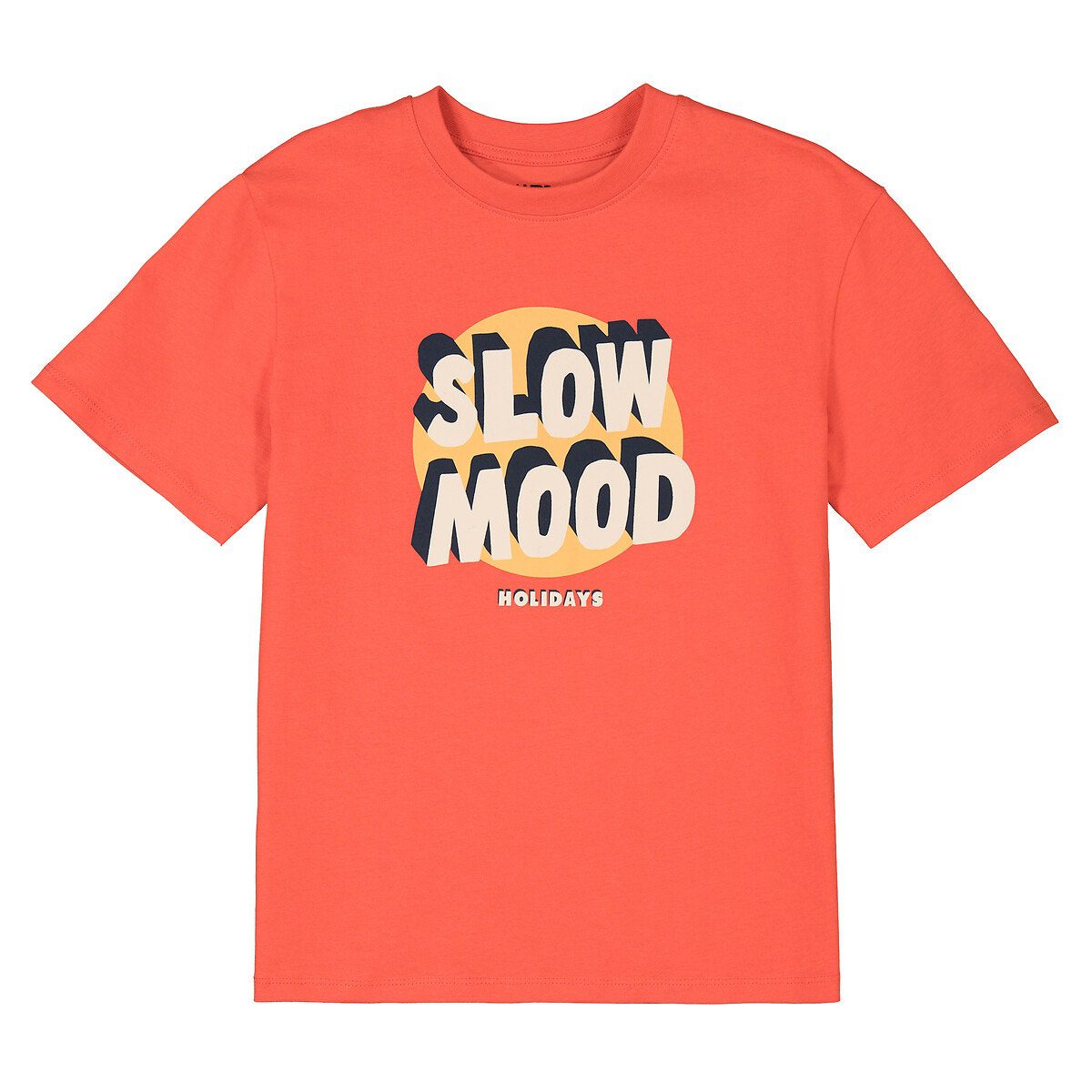 Κοντομάνικο T-shirt oversize με μήνυμα μπροστά Πορτοκαλι