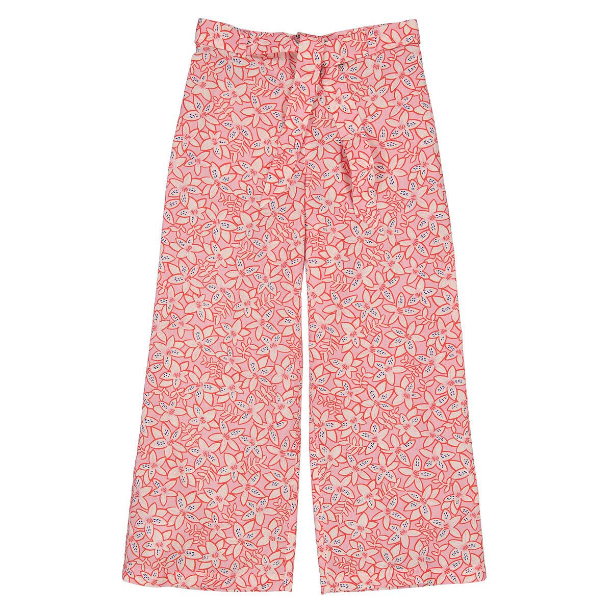 Φαρδύ παντελόνι με φλοράλ μοτίβο Ροζ