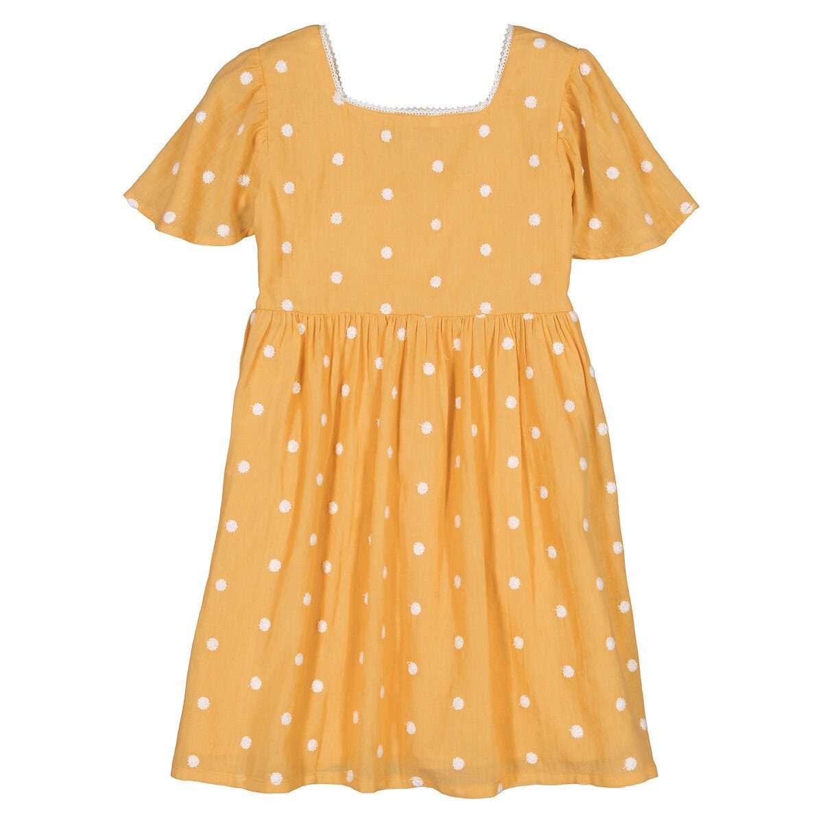 Κοντό φόρεμα με πουά Κιτρινο