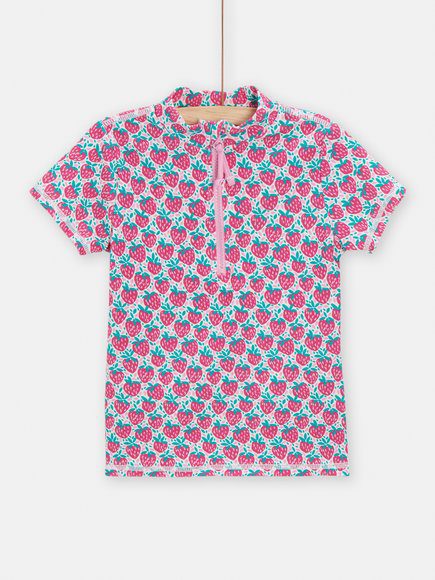 Παιδική Αντηλιακή Μπλούζα Θαλάσσης Για Κορίτσια Strawberries - Εκρου