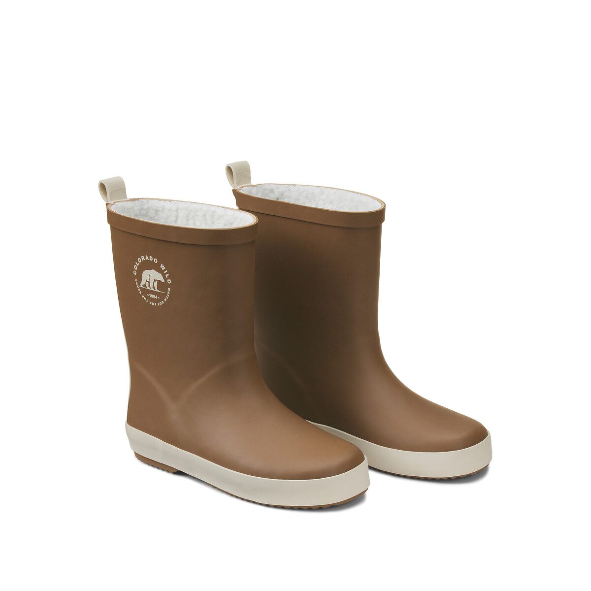 Γαλότσες με γούνινη επένδυση και μοτίβο αρκουδάκι Καφε Γαλότσες με γούνινη επένδυση και μοτίβο αρκουδάκι Καφε