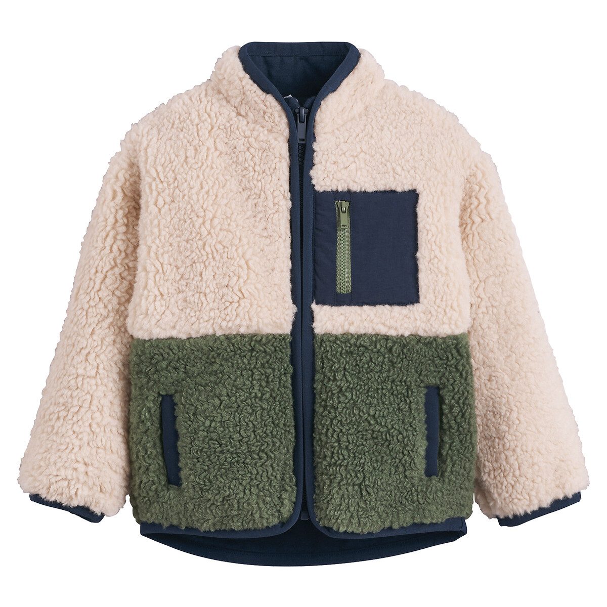 Ζακέτα από sherpa με όρθιο λαιμό Μπεζ Ζακέτα από sherpa με όρθιο λαιμό Μπεζ