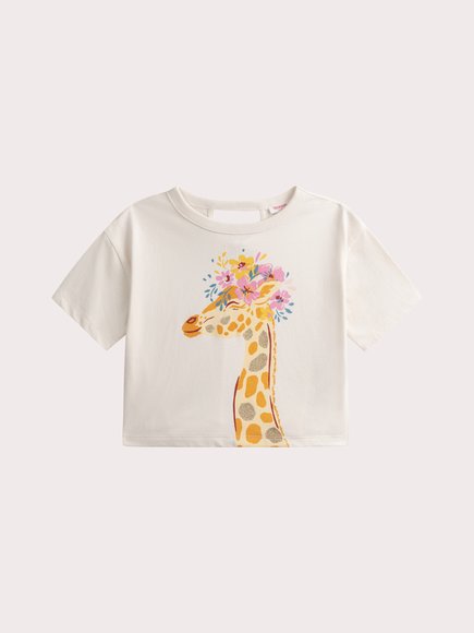 Παιδική Μπλούζα Για Κορίτσια Glorious Giraffe - Λευκο