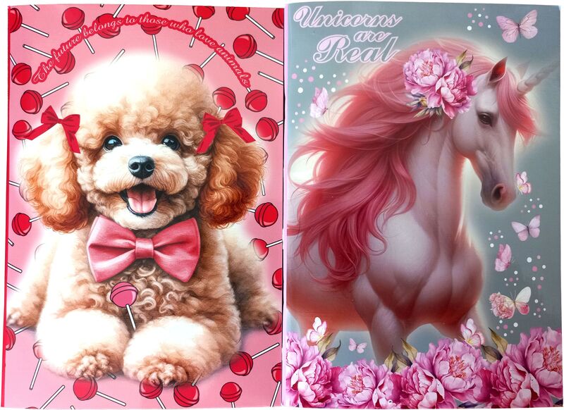 Love Poodle-Butterfly Unicorn Τετράδιο 17X25-2 Σχέδια-1Τμχ