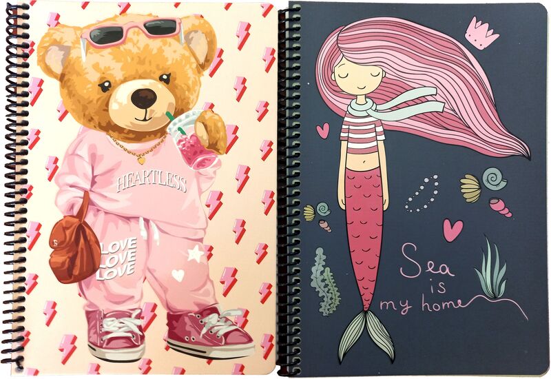 Bear-Mermaid Τετράδιο 17X25 Σπιράλ 2 Θεμάτων 70 Φύλλων-2 Σχέδια-1Τμχ
