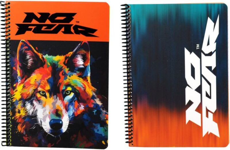 No Fear Colored Wolf-Gradient Blue Τετράδιο Σπιράλ 17X25 2 Θεμάτων 70 Φύλλων-2 Σχέδια-1Τμχ