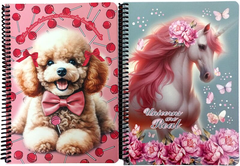 Love Poodle-Butterfly Unicorn Τετράδιο 17X25 Σπιράλ 2 Θεμάτων 70 Φύλλων-2 Σχέδια-1Τμχ