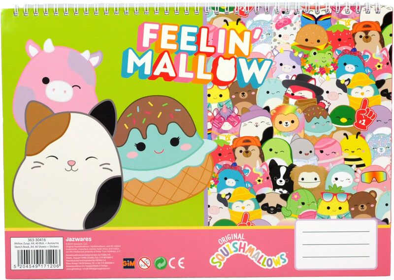 Squishmallows Μπλοκ Ζωγραφικής Α4+Stickers
