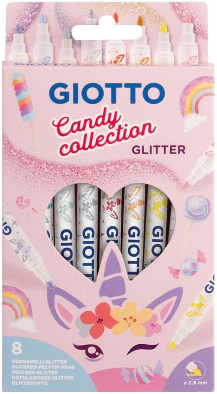 Giotto Μαρκαδόροι Glitter Candy Pastel 8Τμχ