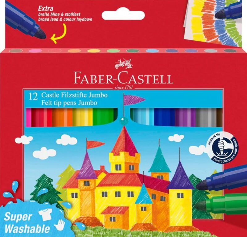 Faber Castell Μαρκαδόροι Χοντροί Super Washable Σετ 12Τμχ