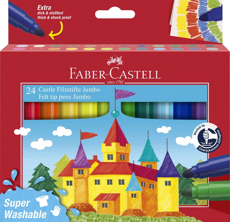 Faber Castell Μαρκαδόροι Χοντροί Super Washable Σετ 24Τμχ