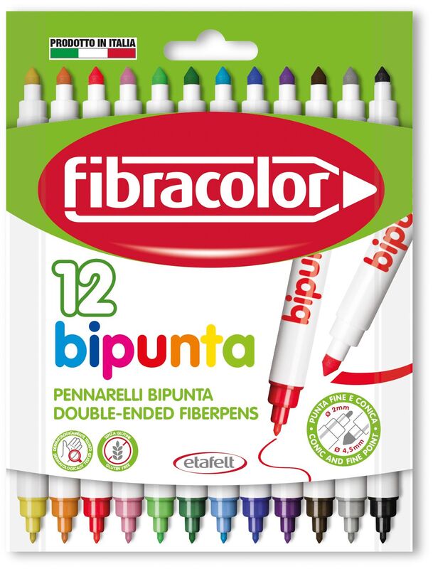 Fibracolor Μαρκαδόροι Bipunta 12Τμχ