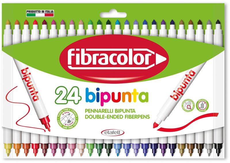 Fibracolor Μαρκαδόροι Bipunta 24Τμχ