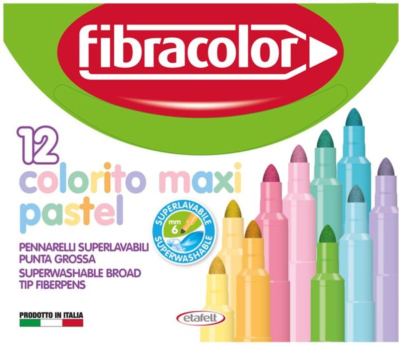 Fibracolor Μαρκαδόροι Colorito Pastel Maxi 12Τμχ