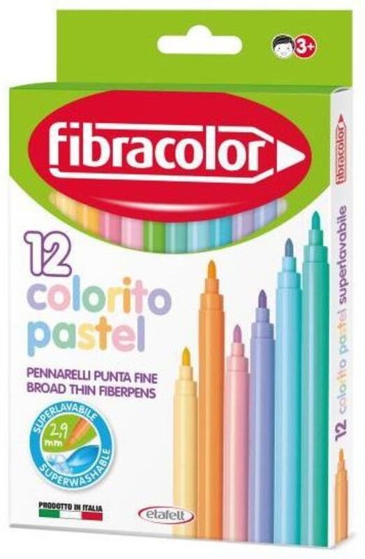 Fibracolor Μαρκαδόροι Colorito Pastel Λεπτοί 12Τμχ