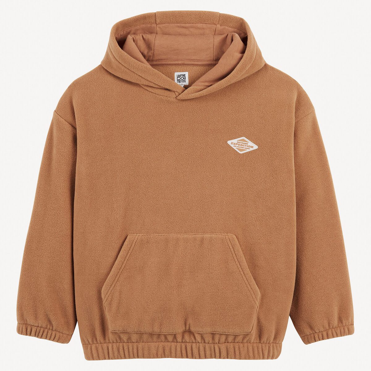 Φούτερ oversize από φλις με κουκούλα Καφε